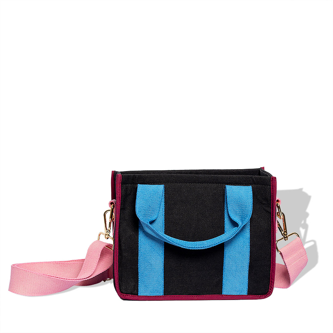 Midnight Blue and Pink Color Block Crossbody Bag