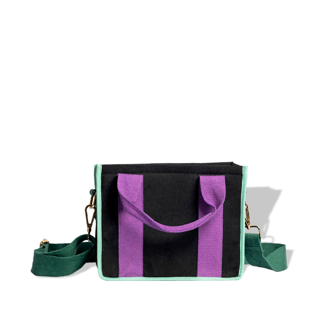 Midnight Purple and Green Color Block Crossbody Bag