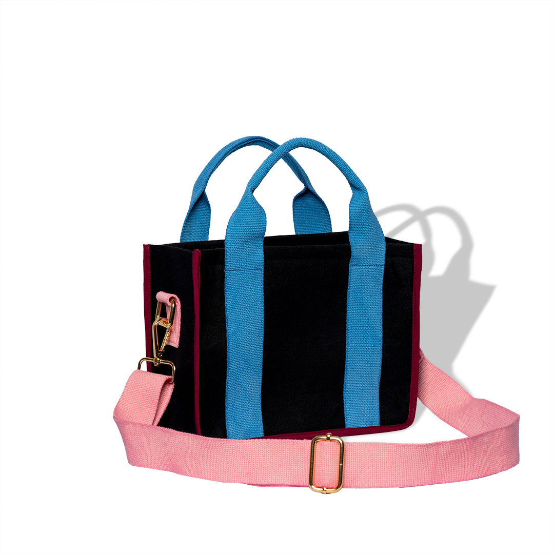 Midnight Blue and Pink Color Block Crossbody Bag