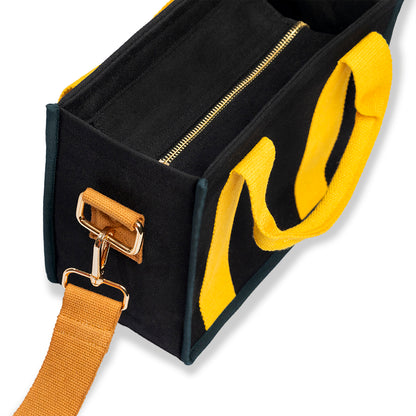Midnight Yellow and Brown Color Block Crossbody Bag
