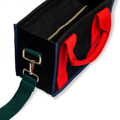 Midnight Red and Green Color Block Crossbody Bag