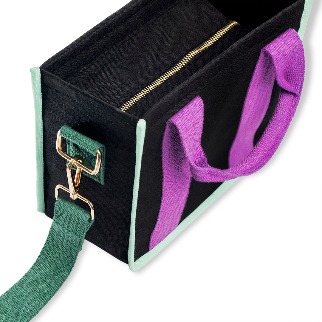 Midnight Purple and Green Color Block Crossbody Bag
