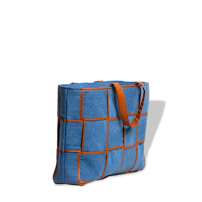 Quilted Denim Large Tote Bag