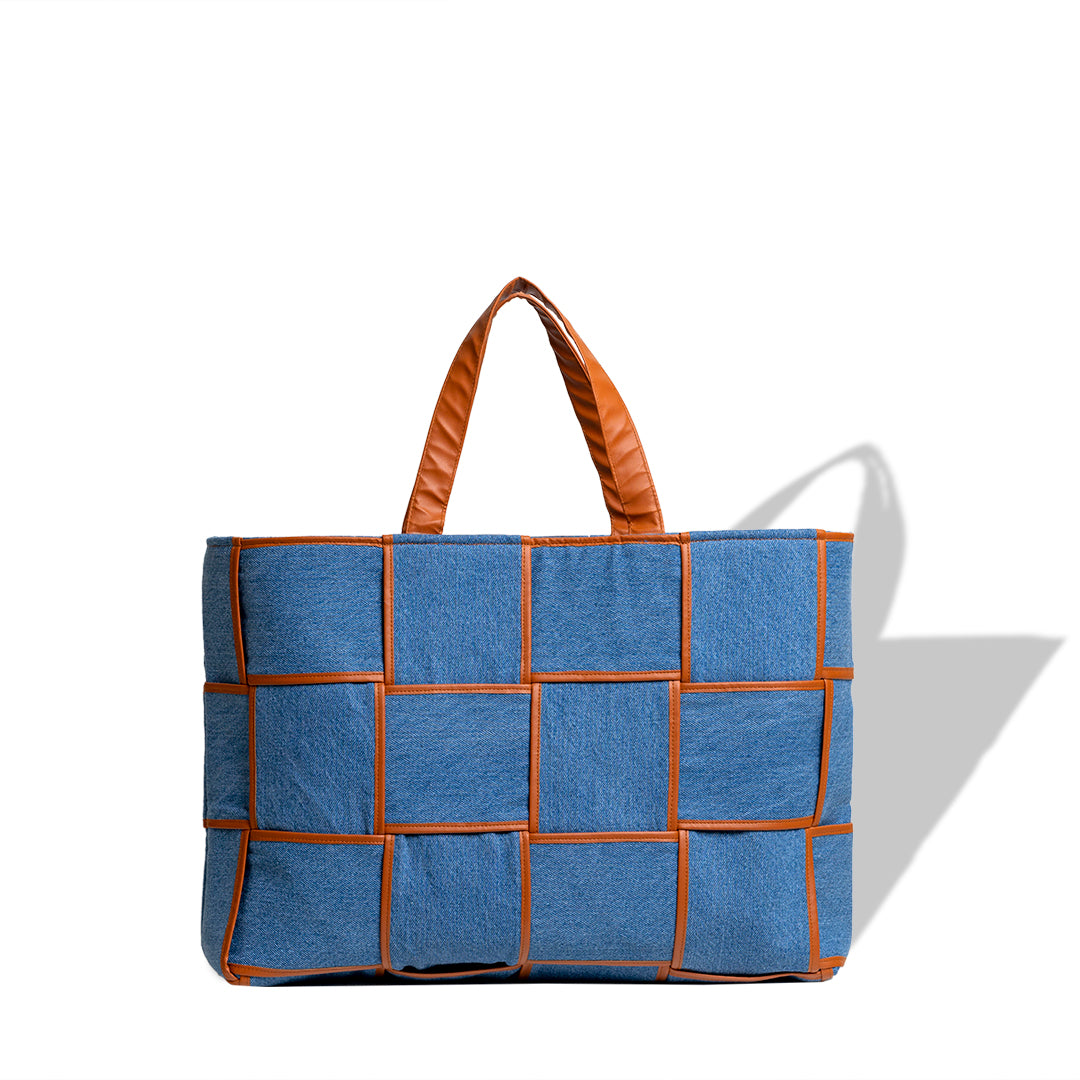 Quilted Denim Large Tote Bag